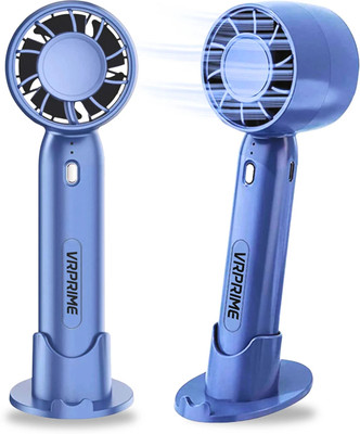 VRPRIME Rechargeable Portable Hand Fan with Phone Holder | 3 Speed | 2000mAh Battery Cooling Solution Portable USB Fan(Blue)