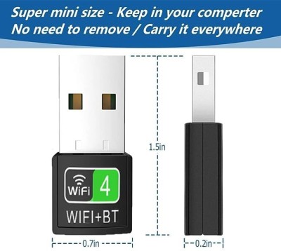 RuhZa USB 2 in 1 WiFi Bluetooth Adapter, Wireless Card 802.11a/b/g/n 2.4GHz Band Network Dongle Supports Win10/ 8/7/ XP for PC/Laptops etc.(Black) Laptop Accessory(Black)