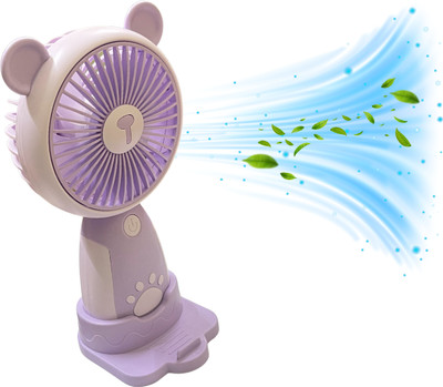 WOYR Premium Quality 3 Speed Portable Fan| 500 Mah Lithium Battery Rechargeable Fan Mini Fan Electric with upto 3 hours of battery backup Rechargeable Fan, USB Fan(Purple)