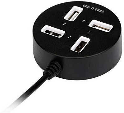 BhalTech Round 4 Port Portable Super Speed USB 2.0 USB Hub Round 4 Port Portable Super Speed USB 2.0 USB Hub Supprt Up to 1TB USB Hub(Black)