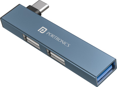 Portronics Mport Mino C USB-C Hub with 3 USB Ports, Type C Plug, USB 3.0, 2-Port USB 2.0 POR-2730 USB Hub(Grey)