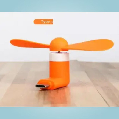 MM telecom MFN3 Mini USB Type-C Fan – Handy Travel Fan for Smartphones, Plug and Play Design USB Fan(Orange)