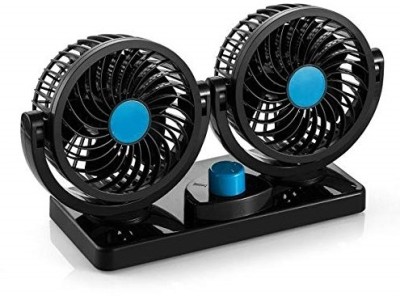 JAIN ELECTRONICS Table Mini Portable USB Air Cooler Car Fan Electric High 2 Speed 360° Dual Head Summer Wind Desk Travel Cold Breeze Dashboard Speed Rotatable Home Office 12V USB Fan(Multicolor)