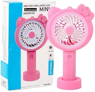 leegon MINI FAN USB CHARGING FAN WITH LED LIGHT HAND Fan USB Charging Battery inbuild Round shape LED Light 3 mode Fan speed USB Fan(Pink)