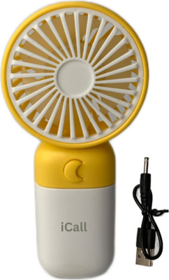 icall Mini Pocket LD8 Hand Fan Build-in Rechargeable Battery for Home, Makeup, Office, Indoor, Outdoor, Travel Rechargeable Fan(Yellow, White)