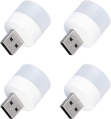MOBIZAC Portable Mini USB LED Lights for Dark and Night Light Compatible with USB Chargers Laptops Powerbanks and USB Port Devices 4 Pieces Led Light(White)