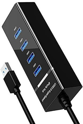 NKPR Portable Mini USB HUB 4 Port SuperSpeed 3.0 Led Indication For Laptop, PC_NK137 USB HUB 4 PORT_NK137 USB Hub(Black)