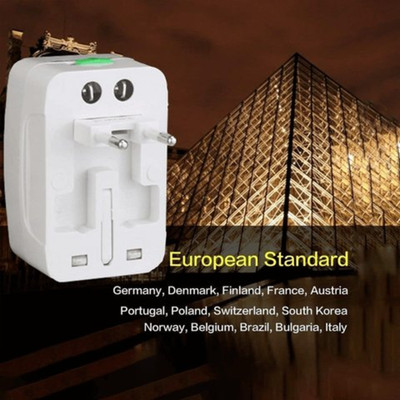SSVOCATIONPOINT Latest A+ Surge/Spike Protected Electrical Plug Worldwide Adaptor Universal A+ Travel Adapter With Built In Dual USB Charger Ports 100-240V USB Cable, Laptop Accessory, USB Charger(White)