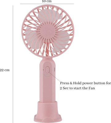 KEDARI S9 (RECHARGEABLE PORTABLE USB FAN) 800mAh Battery High Speed Mini Fan S9 USB Fan(Pink)