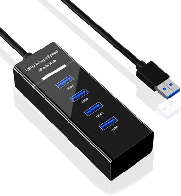Zohlo High-Speed USB Hub 4 Port USB HUB SuperSpeed 3.0 High-Speed Multiport Slim USB Hub(Black)