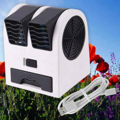 KRITAM Mini Cooler Desktop Table Small Water Air Conditioner Powered by USB Air Conditioners Small Portable Personal Air Cooler Mini Desktop Fan USB Air Cooler(Black)