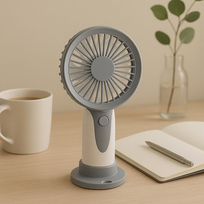 WOYR 3 Speed Rechargeable Portable Mini Fan for Home,Office,Desk|Small Fan Portable Fan|Mini Fan Electric with 500 MAH Lithium Battery|Small Fan Rechargeable Fan(Grey)