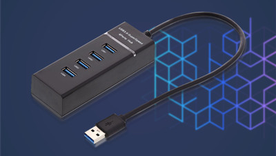 Wanzhow 3.0 USB HUB 4 Port 3.0 USB HUB High-Speed Portable Mini-Hub 3.0 Super Speed Multiport Slim 3.0 USB Hub 5Gbps Speed with LED Indication USB Hub(Black)