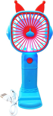 NETIGEMS Portable Handy Fan USB chargeable mini fan with 3 speed mode, Portable hand fan with mobile stand | USB Fan(Blue)