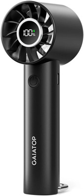 Gaiatop Mini Hand Fan, Powerful Handheld Fan, 3 Speed Strong Wind Personal Small Desk Fan with LED Torch, Rechargeable USB Fan USB Fan(Black)