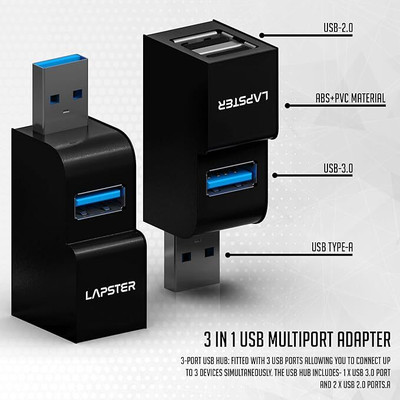 Lapster LS-0134 ‎LS-0134 USB Hub(Black)