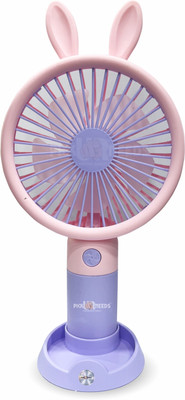 Pick Ur Needs Portable Table Fan For Ourdoor Use / Camping / Travel / Adventure Mini Hand Fan Mini Handheld Chargeable Portable Fan Small Cartoon Design USB Charging 5 Blade Rechargeable Fan(Purple)