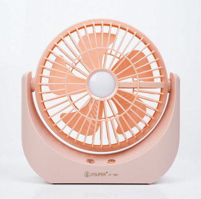 Terviiix JY-1881 Strongwind HighSpeed 5-Speed Rechargeable Table Fan with LED Light, Portable Fan USB Fan(Baby Pink)