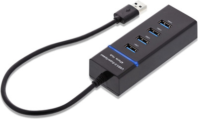 Wanzhow High Speed 4 Port USB 3.0 Multi Hub Splitter Expansion USB Hub for Desktop PC Laptop Adapter USB Hub(Black)