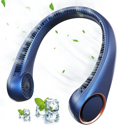 JENSOON Portable Neck Fan Fast Cooling Personal Fan,3-Speeds Adjustment,78 Air, Headphone 20Hrs Play 9000 mAh Battery Operated Neck-Fan for Outdoor Indoor USB Fan(Blue)