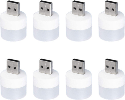 WRADER Portable USB LED Lights for Dark and Night LED Light Bulb Compatible with Laptop, Mobile Charger, USB Hub and Other USB Device PACK OF 8 Led Light(White)