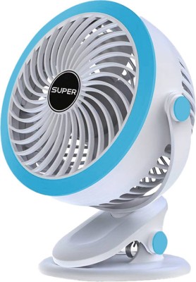 PYXBE Portable Clip on Fan(RECHARGEABLE PORTABLE USB FAN),360° Rotate Personal Mini Fan,Home,Office,3 Speed Portable Clip on Fan,7 Inch Powerful USB Table Fan Rechargeable Fan(Blue)