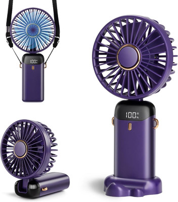 Hokiit Personal Small Desk Fan Rechargeable USB Fan USB Fan Mini Hand Fan, Powerful Handheld Fan,5 Speed Strong Wind USB Fan(Blue)