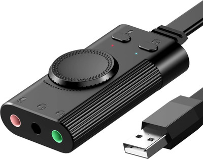 TECHGEAR USB Sound Card Adapter with Volume Control for Windows and Mac USB Sound Card Adapter with Volume Control for Windows and Mac Sound Card(Black)