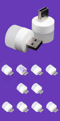 BZILO USB MINI BULB LIGHT WITH CONNECT ALL MOBILE WALL CHARGER PACK 12 FL33 PACK OF 12 USB LED Light Plug in Night Light Bulb_M33 Laptop Accessory(Multicolor)