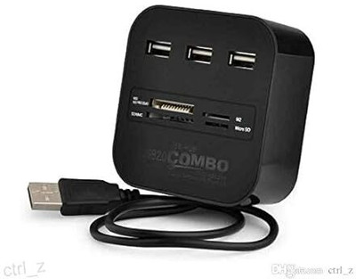 HumBiG ™Combo Card Reader High Speed All One Hub 2.0 3 USB Ports Reading,Camera Memory Combo Card Reader High Speed All One USB Charger(Black)