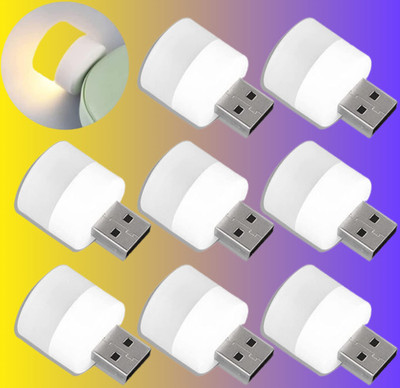 BZILO USB MINI BULB LIGHT WITH CONNECT ALL MOBILE WALL CHARGER PACK 9 FL22 PACK OF 9 USB LED Light Plug in Night Light Bulb_M22 Laptop Accessory(Multicolor)