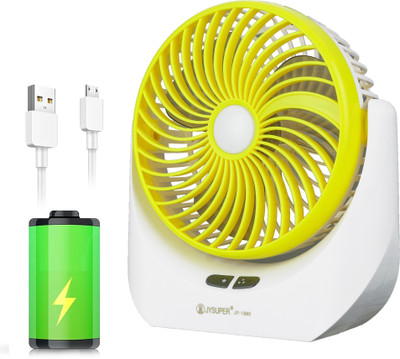 TAKSHA FANS High Speed Rechargeable portable Table Fan with LED Light Battery Powered 3 Blade Portable Mini Fan For Office Desk, Kitchen USB Fan(Yellow)