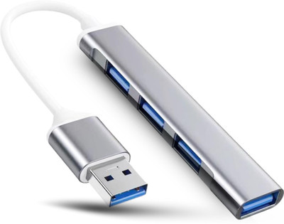 WEROX 4-Ports USB A to USB 3.0 HUB with High-Speed Data Transfer & Fast Charing Ports 4-Ports USB A to USB 3.0 HUB with High-Speed Data Transfer & Fast Charing Ports USB Hub(Silver)