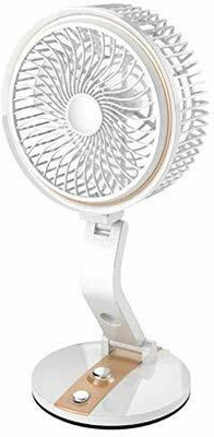 Sampri High Speed personal USB Desk Fan, Portable Desktop Table Cooling Fan Multifunction Foldable Angle With USB Charging And AC Charging Port USB Fan(M-Gold, White)