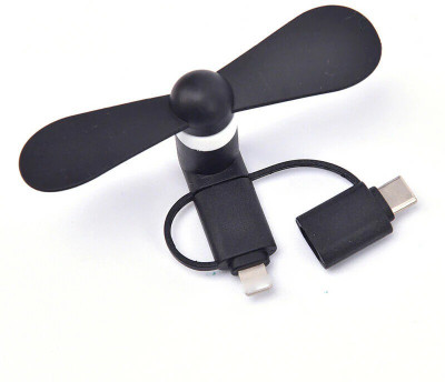 TECHGEAR Portable Electronic Smart Mini USB ,type c iphone Fan 3 in 1 USB Gadget USB Fan(Black)