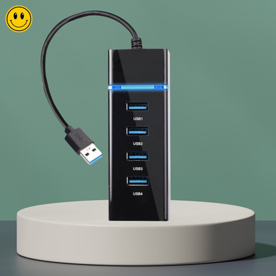 SACRO 4 in 1 USB Hub Multiport Adapter with Fast Data Transfer Speed for PC/LaptopR55 4 in 1 USB Hub Multiport Adapter with Fast Data Transfer Speed for PC/LaptopR55 USB Hub(Black)