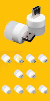 BZILO USB MINI BULB LIGHT WITH CONNECT ALL MOBILE WALL CHARGER PACK 12 FL25 PACK OF 12 USB LED Light Plug in Night Light Bulb_M25 Laptop Accessory(Multicolor)
