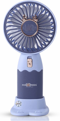 Pick Ur Needs Mini Portable Rechargeable Table Fan With Stand 1 Speed Mode USB Charging Port Hello Summer Mini Hand Fan Rechargeable Fan(Light Blue)