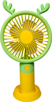 ORBIT USB Rechargeable Mini Portable Hand Fan Cute USB Rechargeable Mini Fan USB Fan(Green And Yellow)