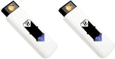 JOKIN USB Cigarette Lighter Windproof Rechargeable Flameless Lighter (Pack of 2) New Lighter Usb Rechargeable Windproof Polution Free,Electric Usb Cigarette Cigarette Lighter(White)
