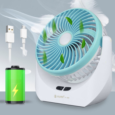 TAKSHA FANS High Speed Rechargeable portable Table Fan with LED Light Battery Powered 3 Blade Portable Mini Fan For Office Desk, Kitchen USB Fan(Blue)