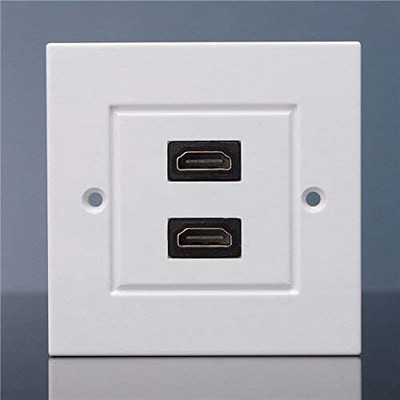 VOOCME HDMI Multimedia Modular Wall Socket Face Plate Socket Plug Jack Cable or Adapter for Home/Office. (Dual HDMI) HDMI Connector(White)