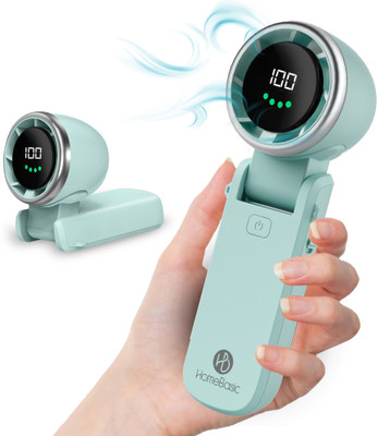 HOMEBASIC Mini Portable Hanging Neck Fan, 5-Speeds, 13000RPM, Handheld with Digital Display USB Fan(Mint Green)