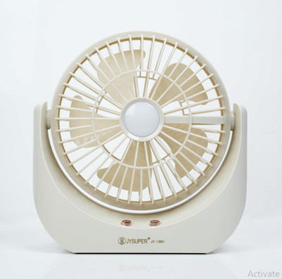 Terviiix JY-1881 Strongwind HighSpeed 5-Speed Rechargeable Table Fan with LED Light, Portable Fan USB Fan(White)