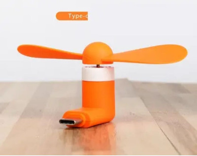justcellz OTG adaptor gadget Type-C Personal USB Mini Fan for Android Cell Phones USB Fan(Orange)