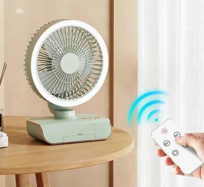 Tazomi Desk Fan,Oscillating fan with LED Light Table Fan,USB Fan,Quiet Personal 5 Speed Mini Portable Battery Operated USB Fan(Light Green 3)