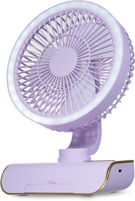 Tazomi Desk Fan,Oscillating fan with LED Light Table Fan,USB Fan,Quiet Personal 5 Speed Mini Portable Battery Operated USB Fan(Purple)