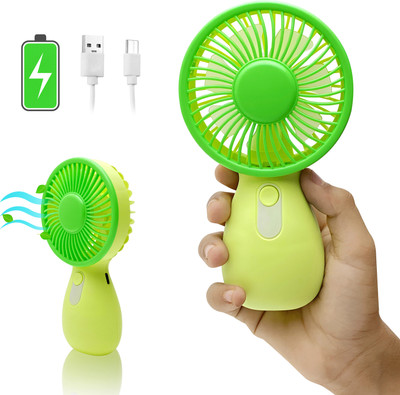 MM telecom 3 Speed USB Rechargeable Mini Portable Hand Fan Personal Fan for Men and Women 222 Rechargeable Fan(Green)