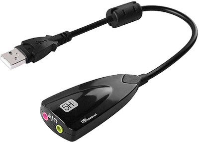 WiredCom 7.1 Channel 5Hv2 USB Sound Card Adapter with Mic 7.1 Channel 5Hv2 USB Sound Card Adapter with Mic Sound Card(Black)