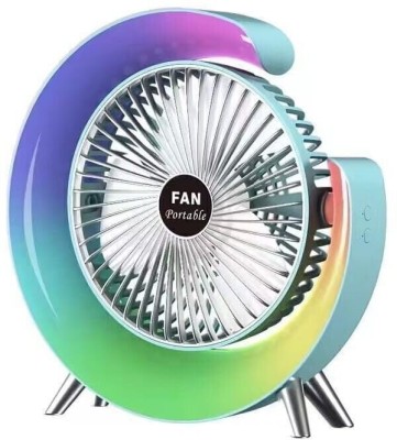 BAWALY USB charging personal fan Multifunctional Colorful desktop small fan portable floor mounted fan with light USB Fan(Multicolor)